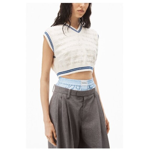 Alexander Wang Logo Cropped Vest Sz L $350 - Picture 1 of 7